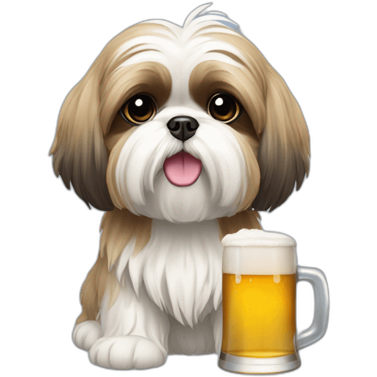 Shih tzu qui bout une bierre emoji