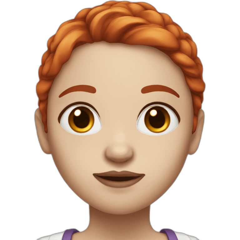 Female with white skin, brown eyes, red hair, nose piercing emoji