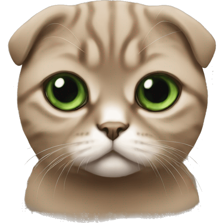 Realistic brown Scottish fold with green eyes emoji