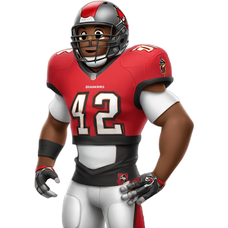 Football player wearing a buccaneers 42 jersey with big muscles  emoji