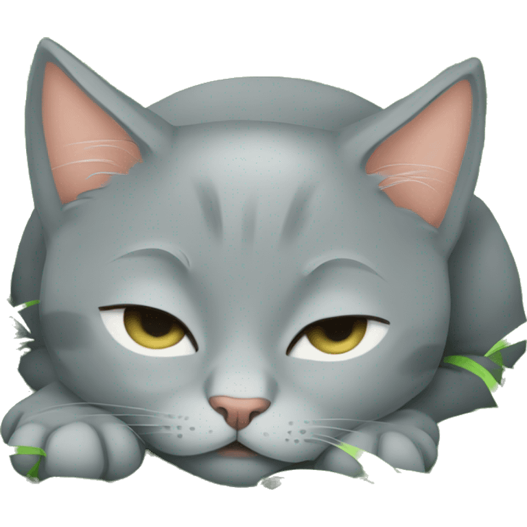 grey kitten sleeping grass emoji