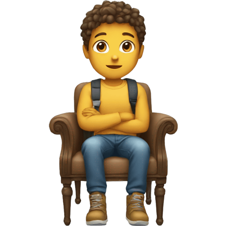 young boy sitting in a chair emoji