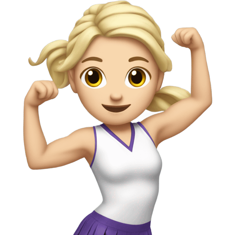 White-Cheerleader-blonde-cat stretching-pigtails emoji