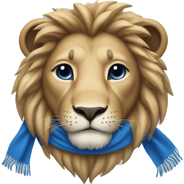 Lion with blue and white scarf emoji