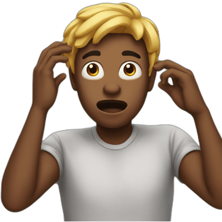 Shocked black guy grabbing his head in his hand emoji