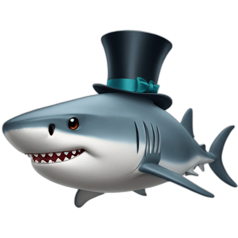 Shark with a top hat emoji