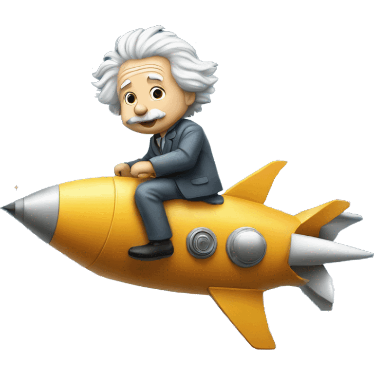 albert einstein riding rocket to the moon emoji