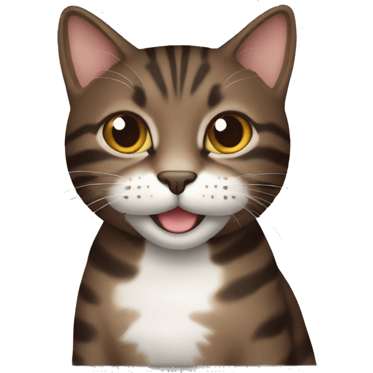 smiling dark brown tabby cat emoji