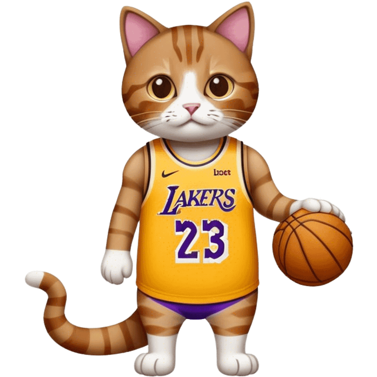 white brown Cat wearing a lakers lebron james jersey 24 emoji