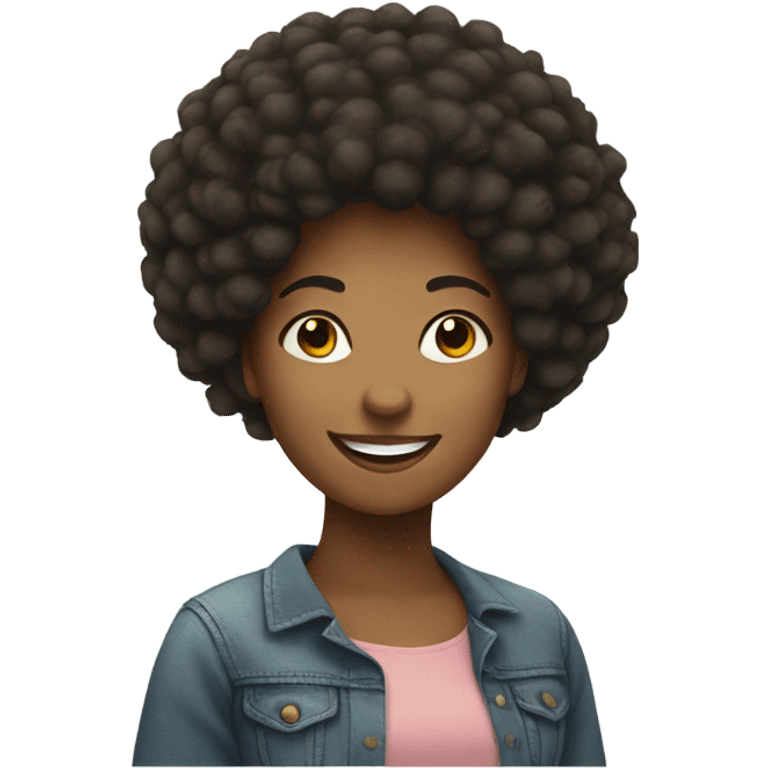 smiling girl with afro hairstyle emoji