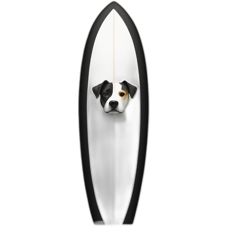 surfboard and black-white amstaff on it emoji