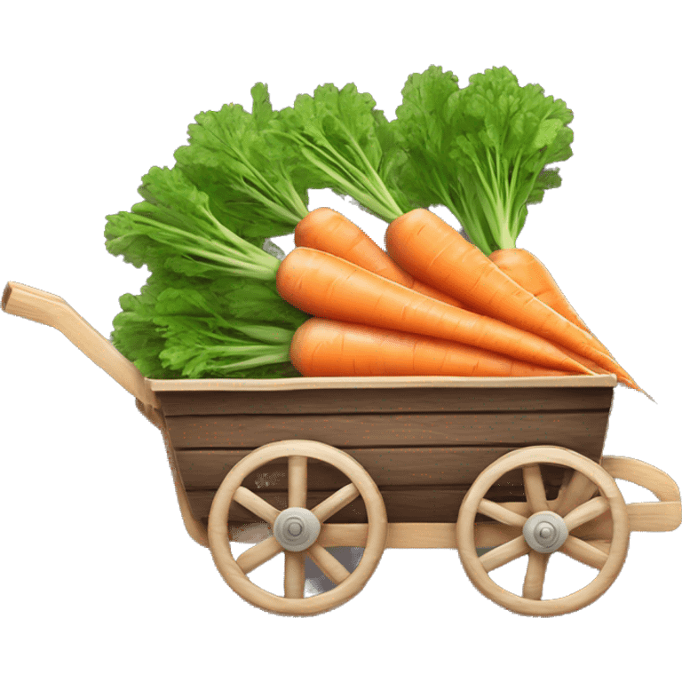 Pastel cute Carrots in a dark wooden  wheelbarrow  emoji