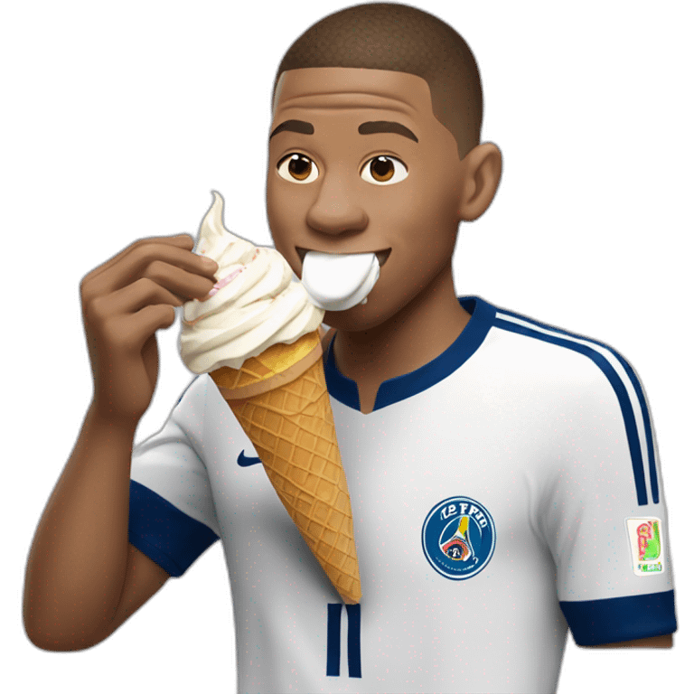 Kylian Mbappé eating ice cream emoji