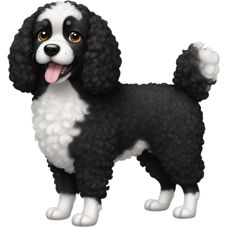 Black and white curly haired dog emoji