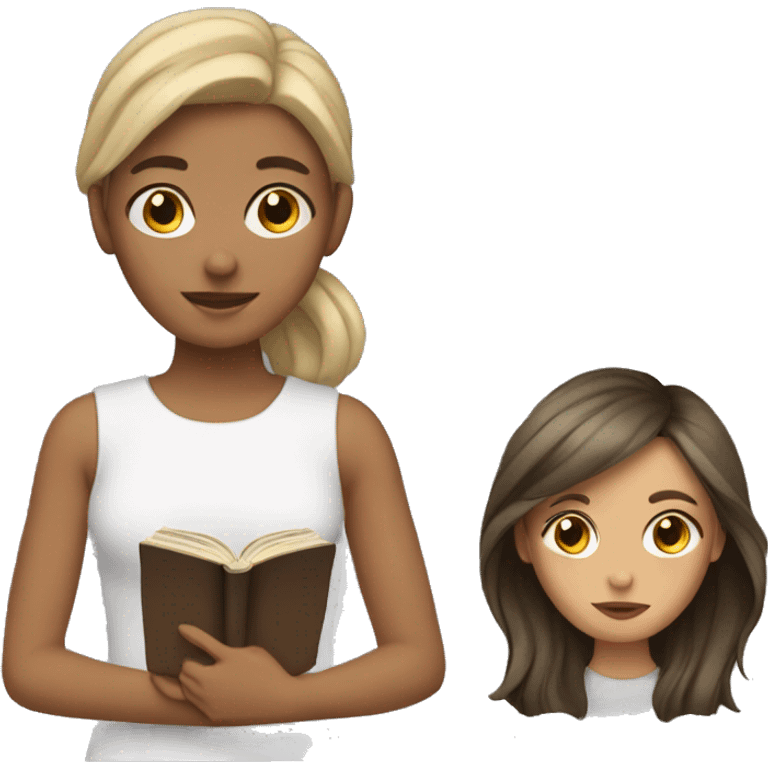 Girl with a book and dark blonde hair emoji