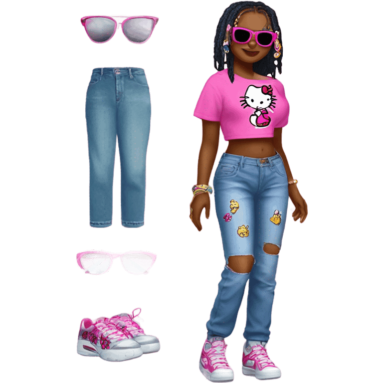 Hello kitty in y2k clothing emoji