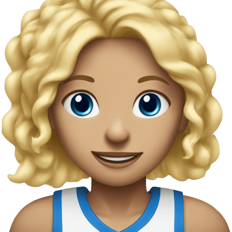 blonde girl blue eyes playing basketball emoji