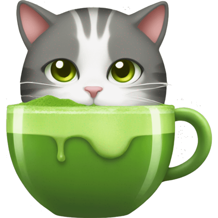 cat drinking matcha emoji