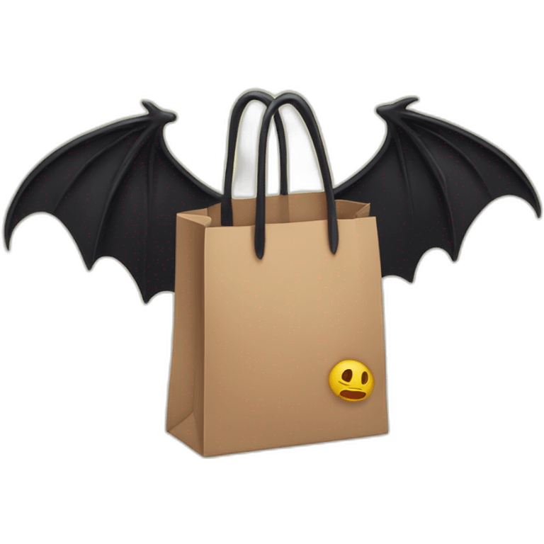 shopping bag with bat wings emoji