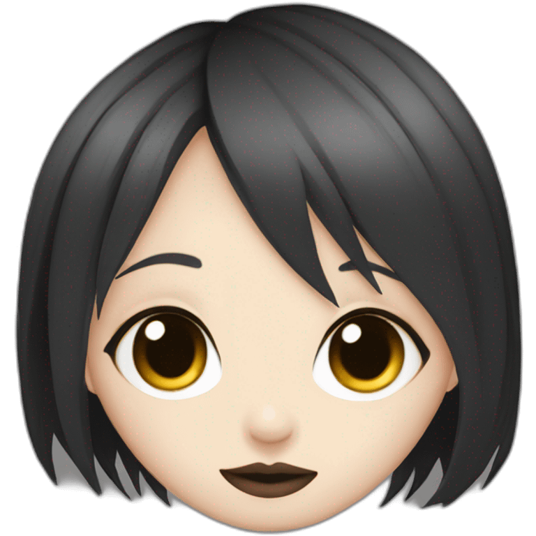 goth,girl,ash color hair,adorable,thin face,reddish eyes,gay,lesbian,kiss emoji