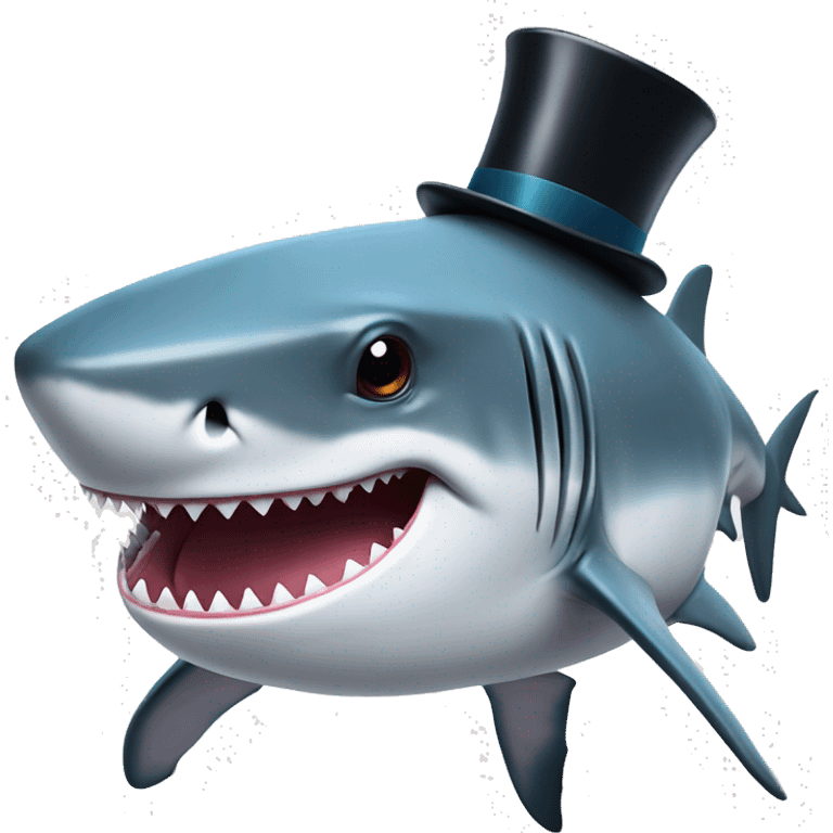 Shark with a top hat emoji