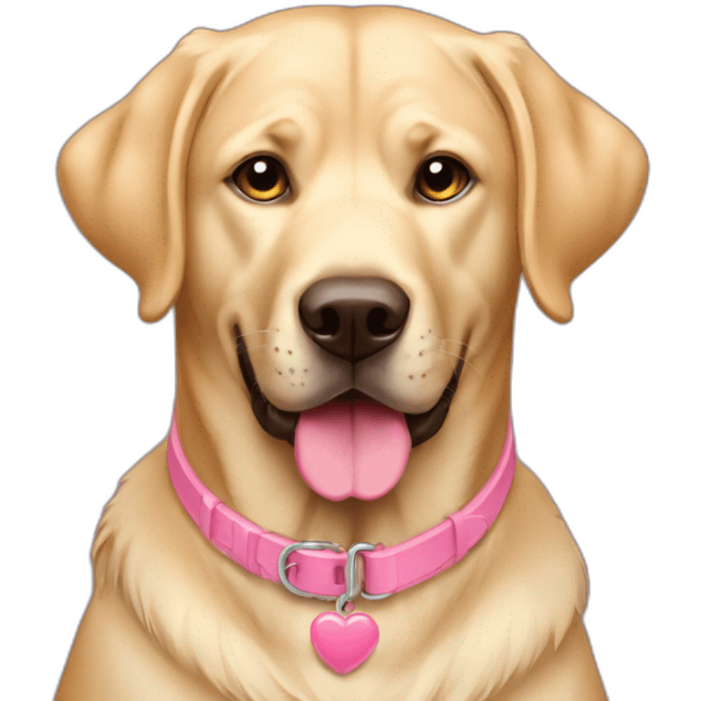 Perro labrador rubio con collar rosa emoji