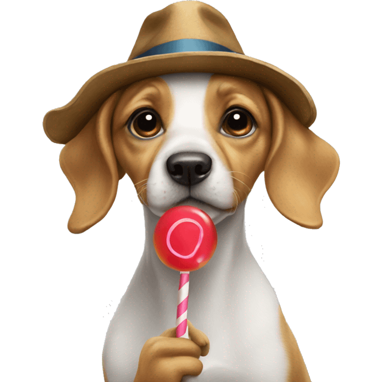 Dog with a hat and a lollipop  emoji