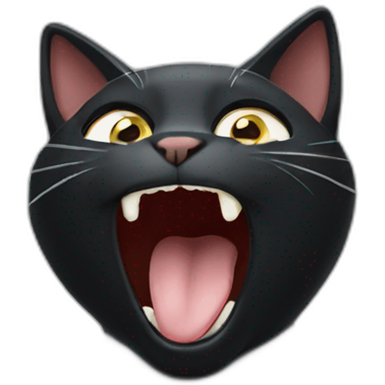 black cat yawning emoji