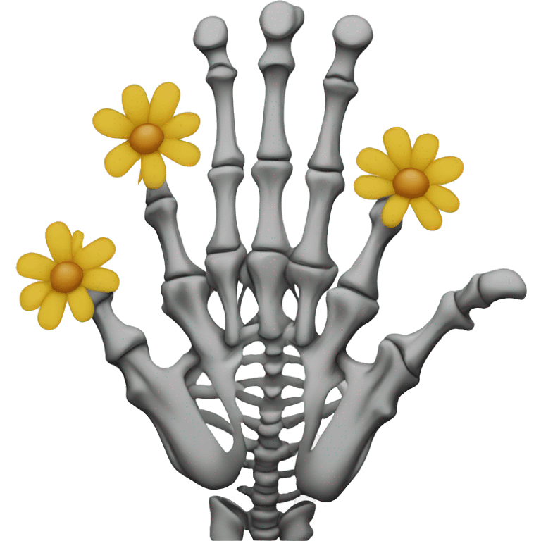 Skeleton hand holding flower outline emoji