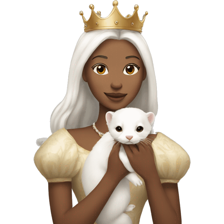 Queen holding a pet white ferret emoji