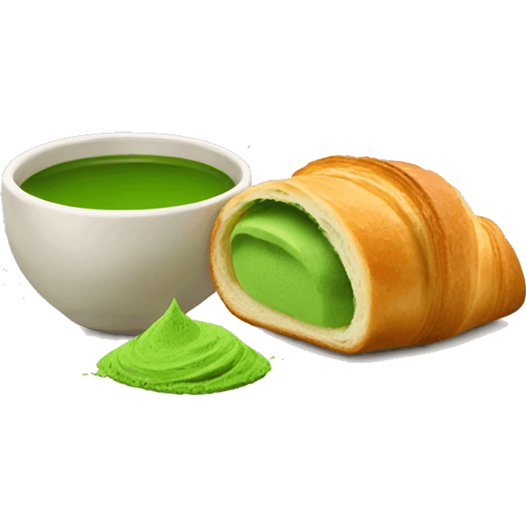 Matcha with croissant emoji