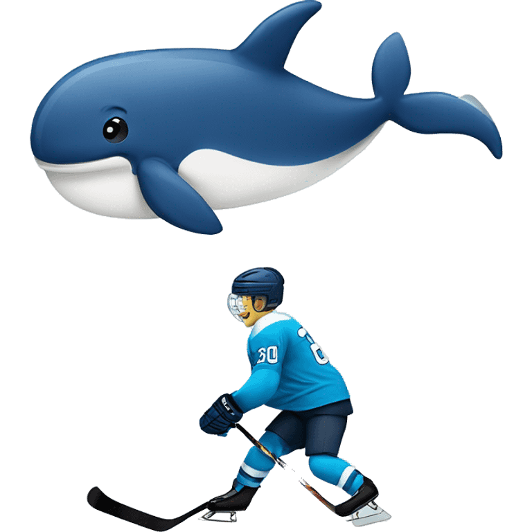 Whale playing hockey emoji