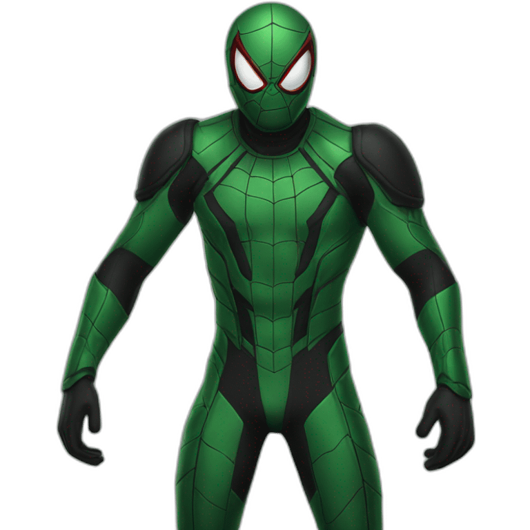 Man spider suit Black and green in battle emoji