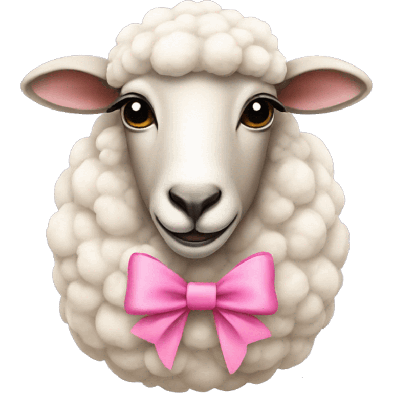 Female sheep wearing a pink bow on head emoji