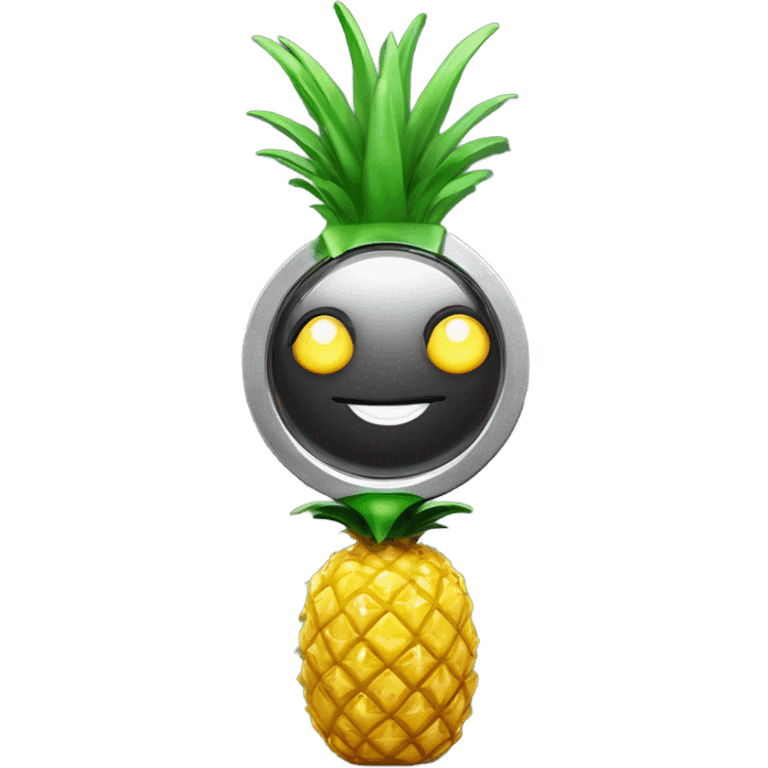 3D elegant pineapple🍍  with big shiny eyes 👀 pineapple holds mirror with its reflection 🪞🍍 emoji