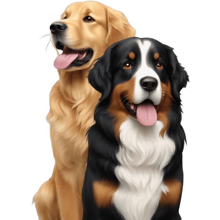 golden retriever and Bernese mountain dog emoji