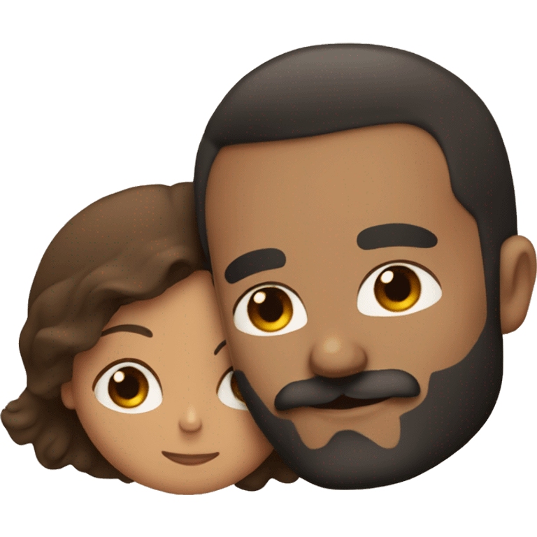 Man with black beard cuddling woman with brown hair emoji