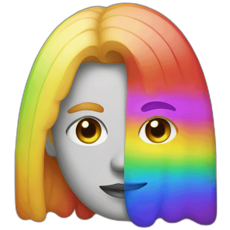 an artist with a rainbow face emoji