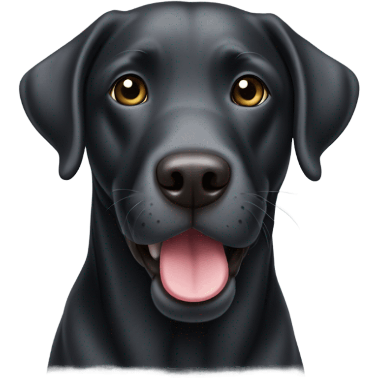 Black lab with gray face tongue out emoji