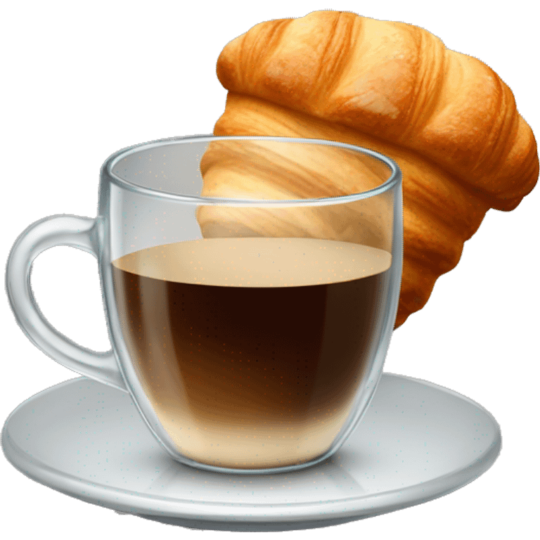 A glass of coffee with a croissant emoji