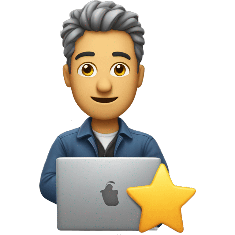 man with laptop rate with 5 stars emoji