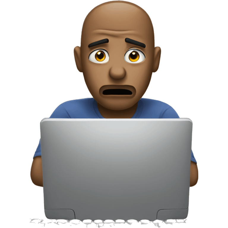 Tired and bored emoji typing on computer  emoji