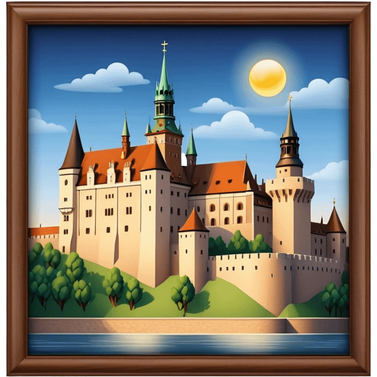 Cinematic Realistic Wawel Castle Landmark Emoji, depicted with the historic royal castle rendered with intricate detail and dramatic, majestic lighting. emoji