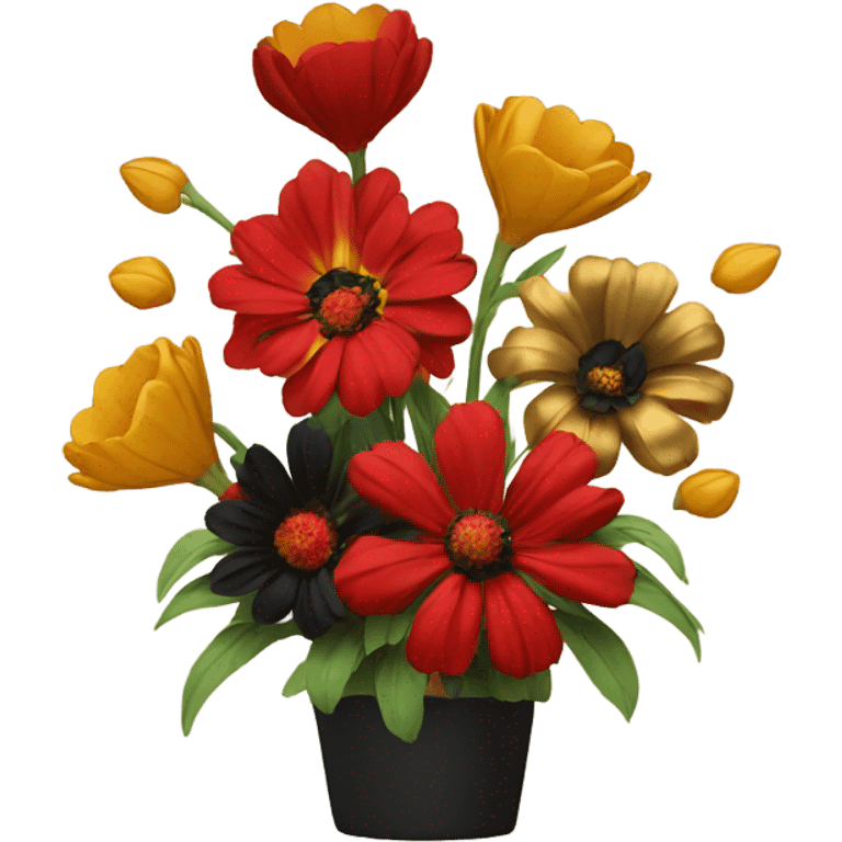 Red gold and black flowers emoji