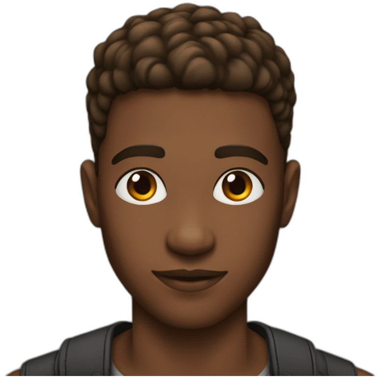 French crop mid fade Brown Hair Young african man emoji emoji