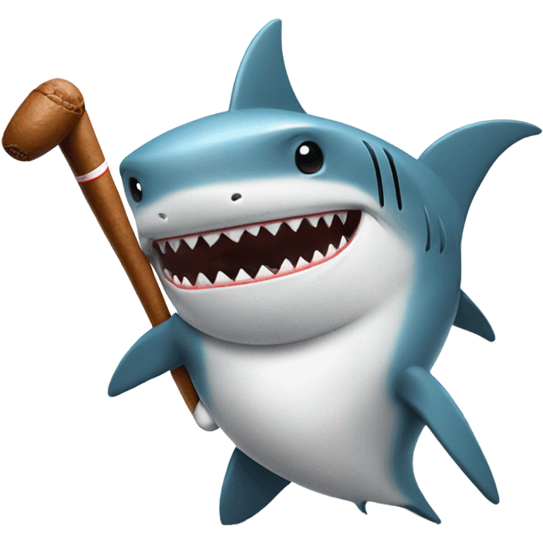 Shark playing golf with cigar emoji