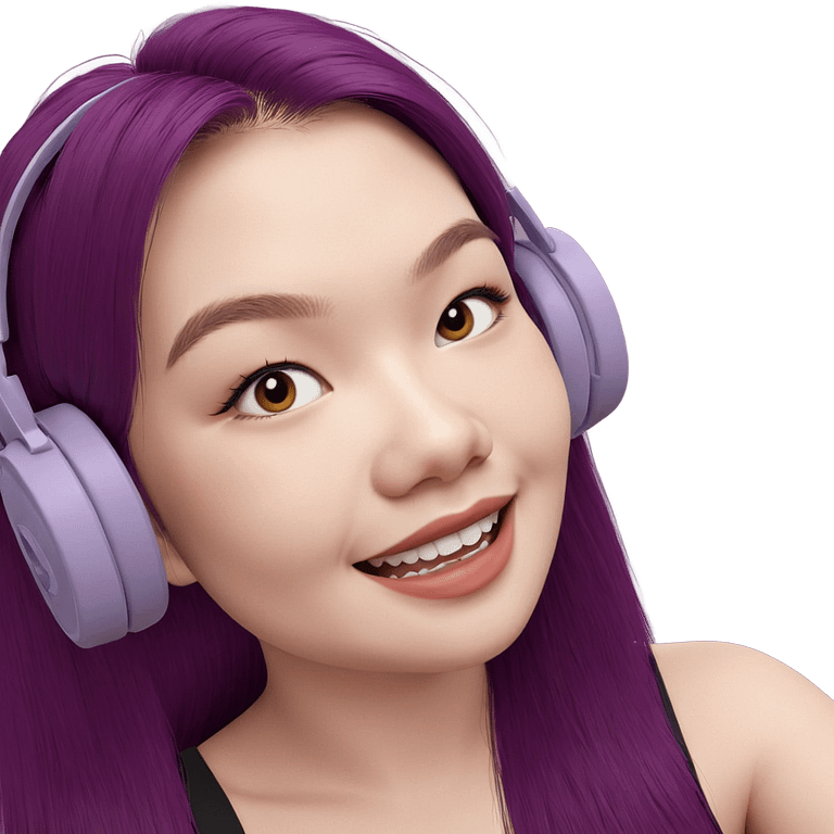 smiling girl with purple hair emoji