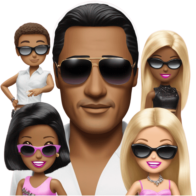 Tony Montana sunglasses with 3 Barbie’s emoji