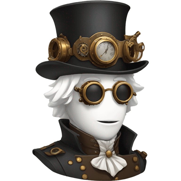 Steampunk aristocrat with a mix of medieval  no face and white colored emoji