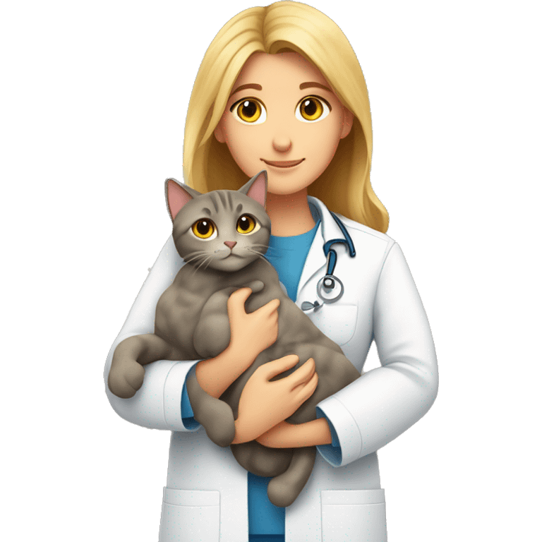 cat cuddles veterinarian girl emoji